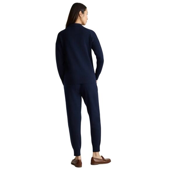 New Imperfect Quince True Navy Blue Mongolian Cashmere Sweatpants Large 3471 - Picture 3 of 13